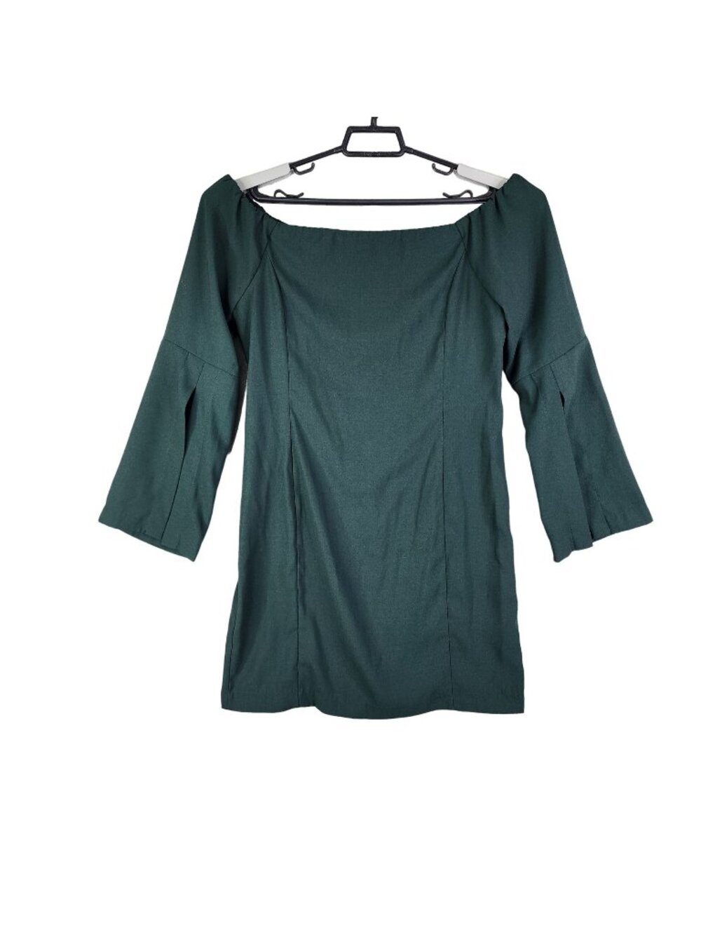 Womens Naked Zebra Green Off-Shoulder Dress Bell Sleeves 100% Polyester Size L